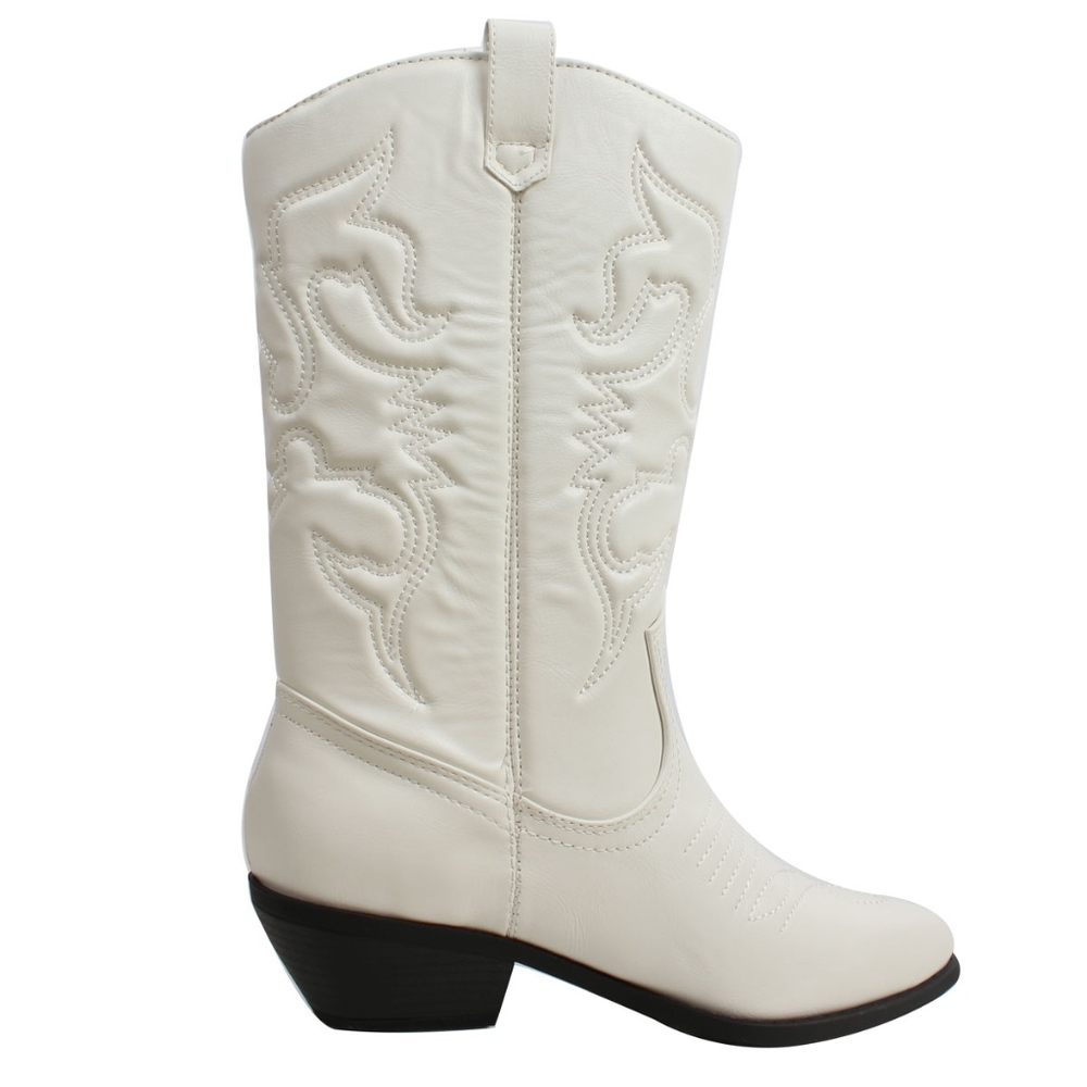 Size 5 White cowboy knee high pull on boot - Picture 4 of 5